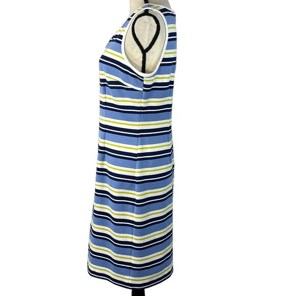 Ann Taylor SZ 8 Bodycon Dress Striped Sleeveless Stretch V-Neck Rear Zipper - Picture 5 of 9